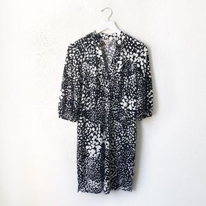 Banana Republic Black & White Print V-Neck Dress S